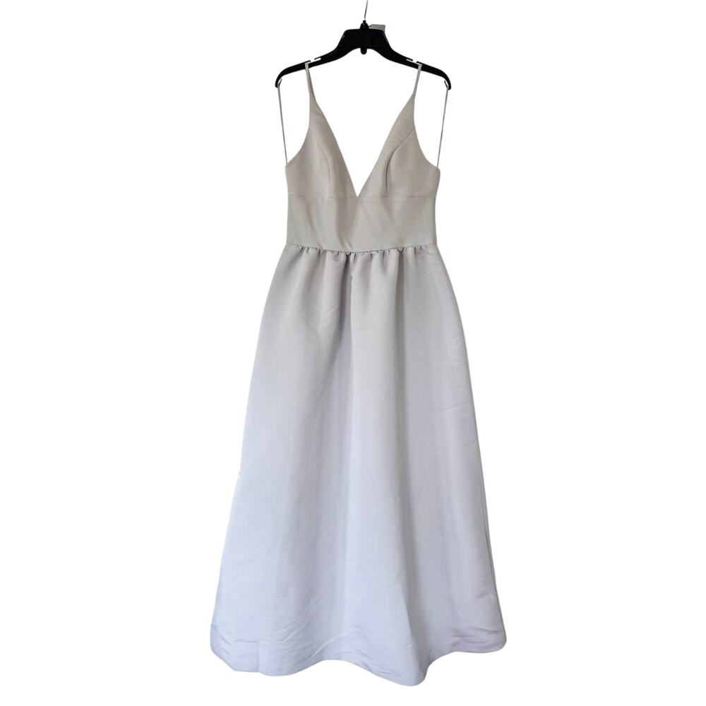 NWT Amsale Kels Full Skirt Gown Dress Platinum Gray GB292A 12